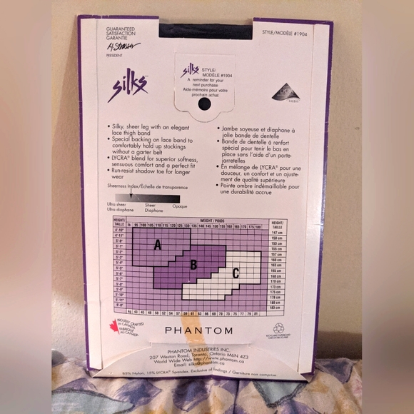 SILKS Silky Sheer Lace Top Stay-Ups in Black, Size C, by Phantom - Picture 4 of 5